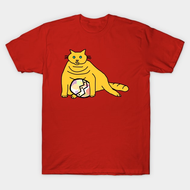 Chonk Cat Holding Large Easter Egg T-Shirt by ellenhenryart